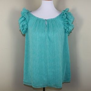 Banana Republic Blue Ruffle Sleeve Blouse